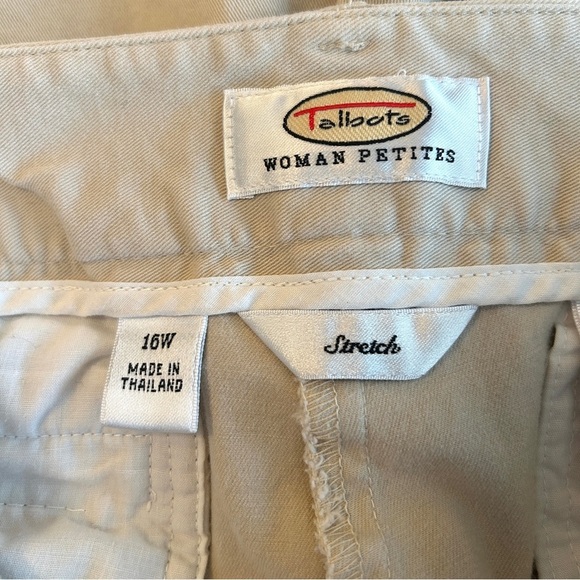 Talbots Capri Pants Khaki Tan Stretch Cropped Straight Leg 16W Petite - Picture 9 of 11